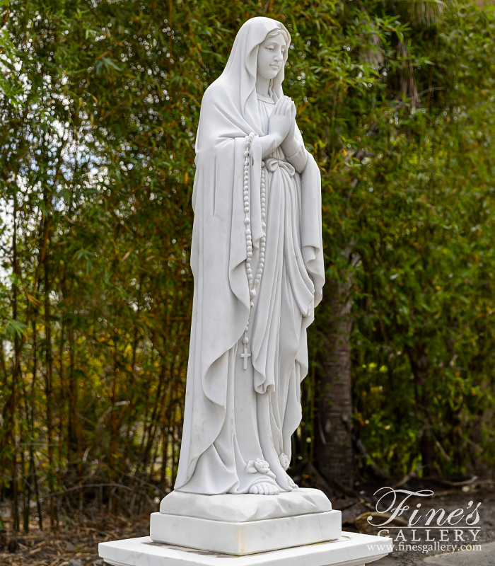 Marble Statues  - Lady Of Lourdes Marble Statue And Pedestal - MS-1359